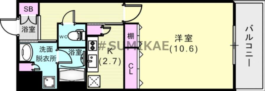 KAISEI新神戸(1K/6階)の間取り写真