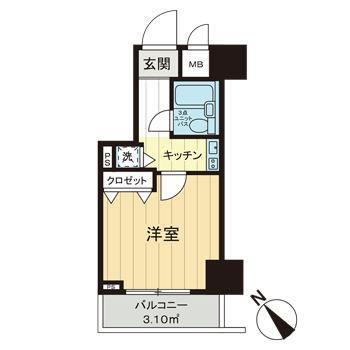 パークウェル麻布(1K/5階)の間取り写真