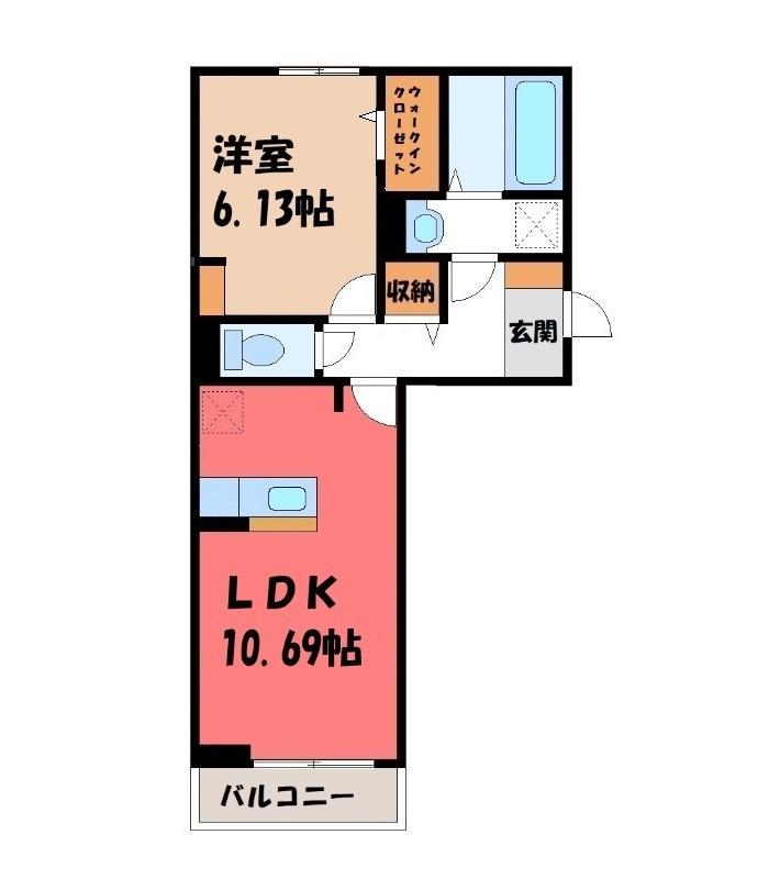 ノアエスト(1LDK/2階)の間取り写真