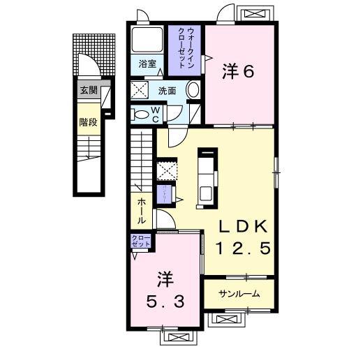 FIELD ウエスト(2LDK/2階)の間取り写真