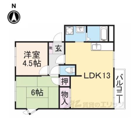 フレグランス左京B(2LDK/2階)の間取り写真