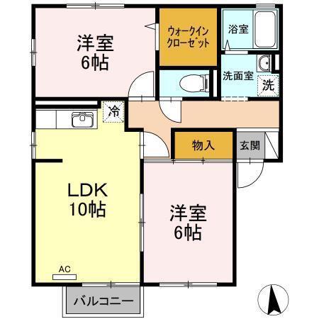 サンステージ八橋(2LDK/1階)の間取り写真