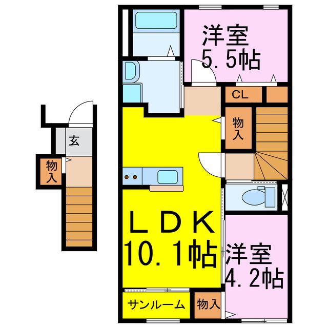 FOREST(2LDK/2階)の間取り写真