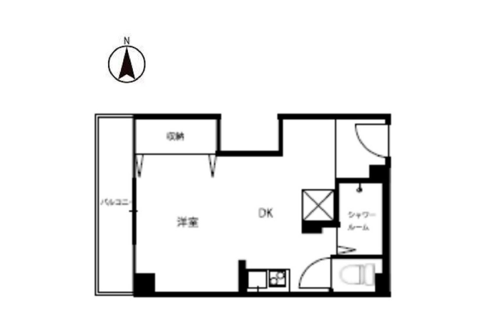 R CUBE 大国町 (1K/2階)の間取り写真