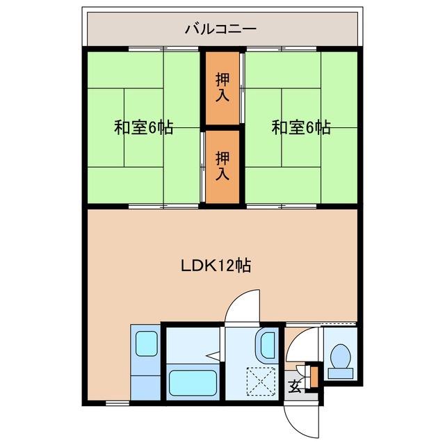セルリアンビレッジハイツ(2LDK/1階)の間取り写真