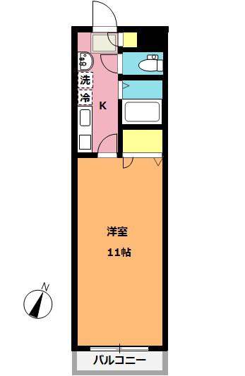 サンパティーク北上尾(1K/1階)の間取り写真