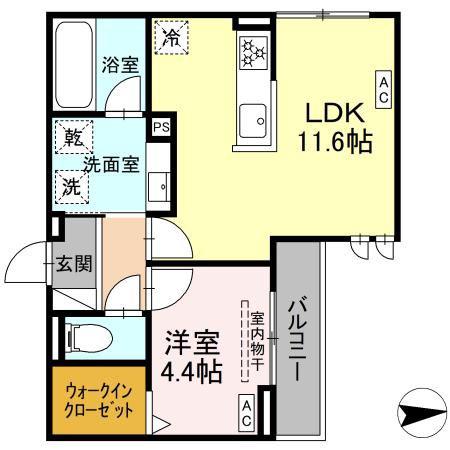 ルヴィータ高道(1LDK/2階)の間取り写真