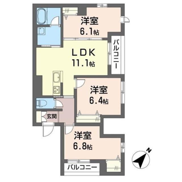 ウィスタリア(3LDK/3階)の間取り写真