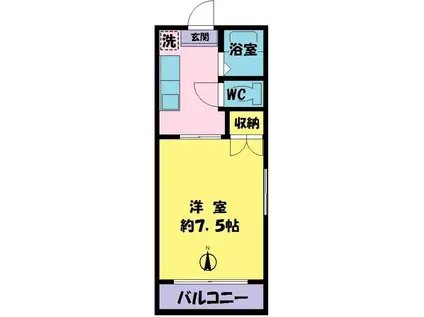 コーポ糠信(1K/2階)の間取り写真