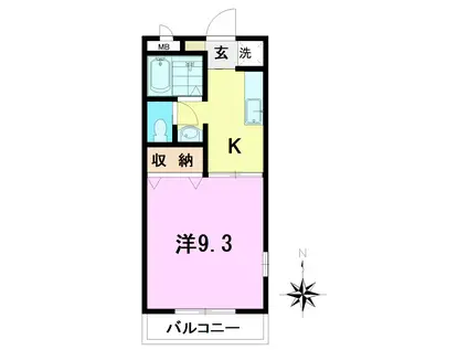 エクセレント上並榎B棟(1K/2階)の間取り写真