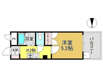 グローバル高田(1K/4階)の間取り写真