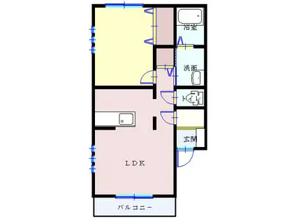鹿島町グリーンコーポ(1LDK/2階)の間取り写真