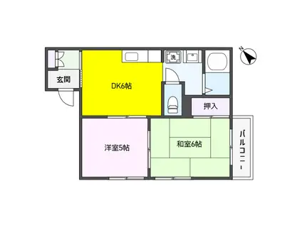 スカイハイツ(2DK/2階)の間取り写真