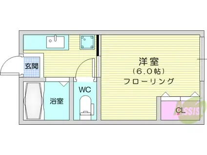 ハイネスA棟(1K/2階)の間取り写真