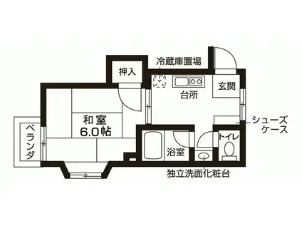 ロッソ別府(1K/2階)の間取り写真