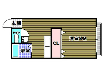 クローバ-ハウス(1K/2階)の間取り写真