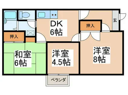 エステートピア林B(3DK/2階)の間取り写真