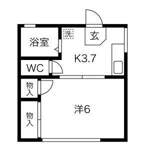 さくらハイツ青山(1K/2階)の間取り写真
