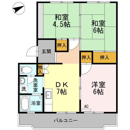 川口東マンション(3DK/3階)の間取り写真