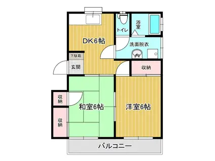 コーポ鳥取(2DK/2階)の間取り写真