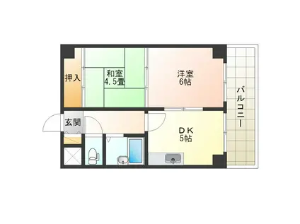 ハイツサンシャイン(2DK/3階)の間取り写真