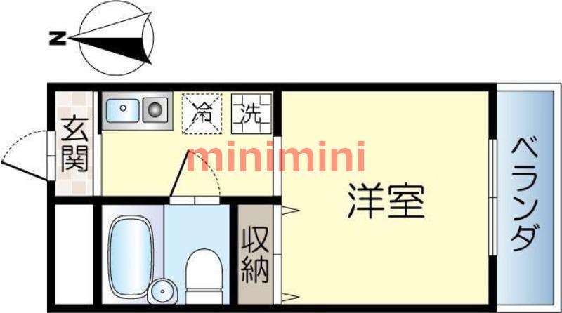 ロイヤルミサワ(1K/6階)の間取り写真