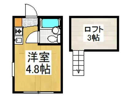 東やまと・L(ワンルーム/2階)の間取り写真