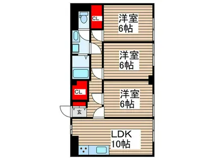 三協コーポ1(3LDK/1階)の間取り写真