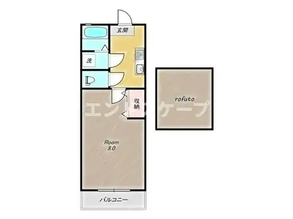 エスポワールII(1K/2階)の間取り写真