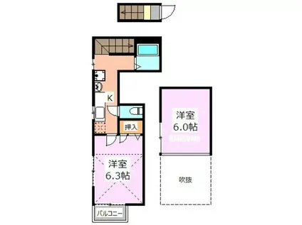 ハイムプリマヴェーラ A棟(2K/2階)の間取り写真