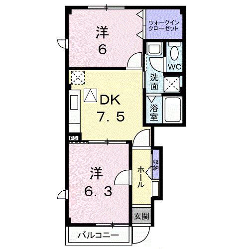 スマイルハウス(2DK/1階)の間取り写真