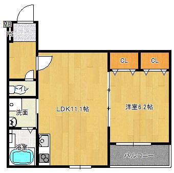 アニマーレ(1LDK/1階)の間取り写真