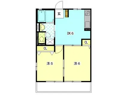 バンブーアイランド(2DK/1階)の間取り写真