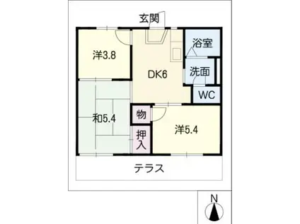 サンハイツ宮根台A棟(3DK/1階)の間取り写真