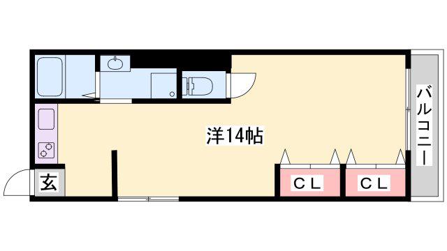 FELICE手柄(ワンルーム/3階)の間取り写真