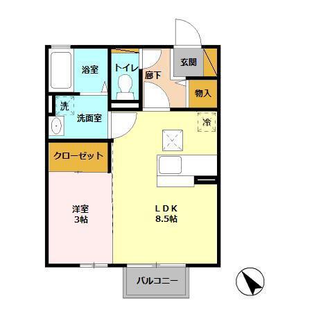 サングリエA(1LDK/1階)の間取り写真