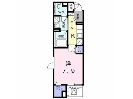 ハピネス パラシオン(1K/4階)の間取り写真