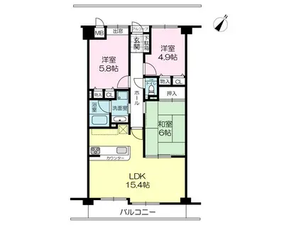 グランシティ加古川(3LDK/3階)の間取り写真
