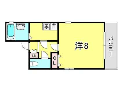 ラムール西上橘通(1K/4階)の間取り写真