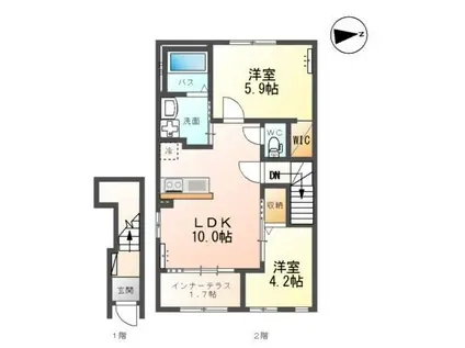 ウッドソレル(2LDK/2階)の間取り写真