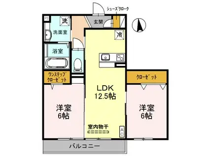 グレイス(2LDK/3階)の間取り写真