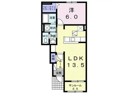 アルバーダII(1LDK/1階)の間取り写真