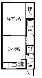 スマイルハウス(1DK/2階)の間取り写真