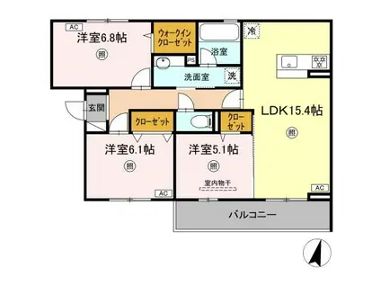 ル・シュマン(3LDK/2階)の間取り写真