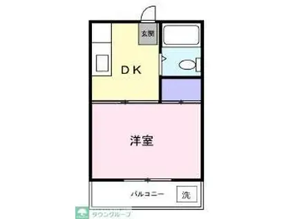 ベルメゾンヒロセ・12(1DK/2階)の間取り写真