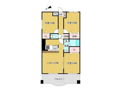 ライリッヒ・ストーレ(3LDK/2階)の間取り写真