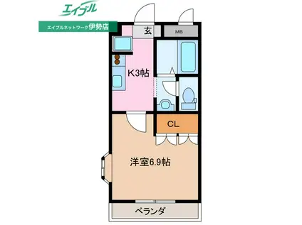 フリーデン(1K/2階)の間取り写真