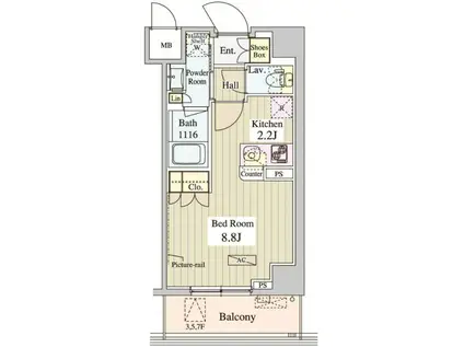 WASEDA APARTMENT (1K/6階)の間取り写真