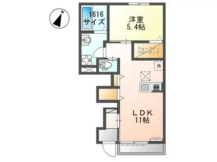 フェリーチェIV(1LDK/1階)の間取り写真