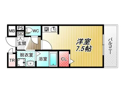 サウス高安(ワンルーム/3階)の間取り写真